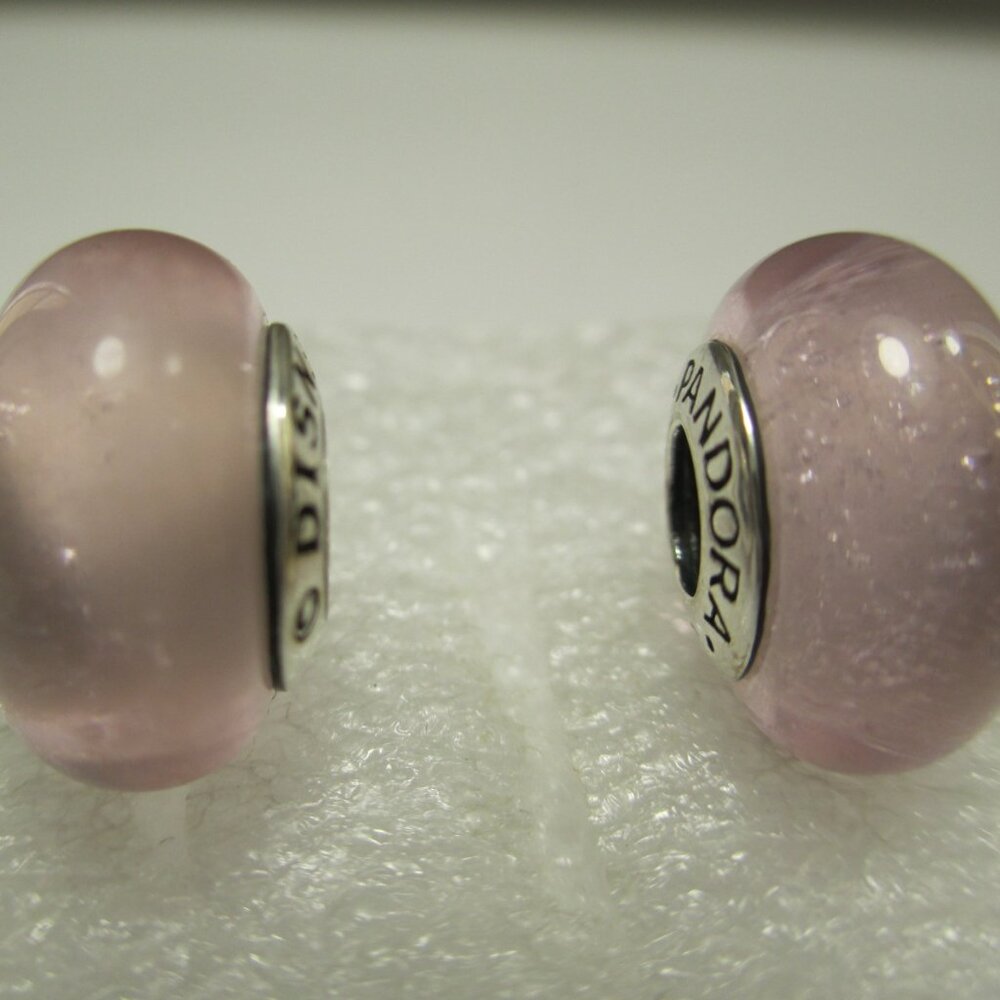 Pink Aurora's Signature Color Disney Pandora Murano Glass Charms Bead Summer Fun